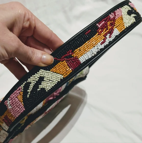 STAUD Tommy Beaded Bag in Coral Patchwork - Picture 8 of 13